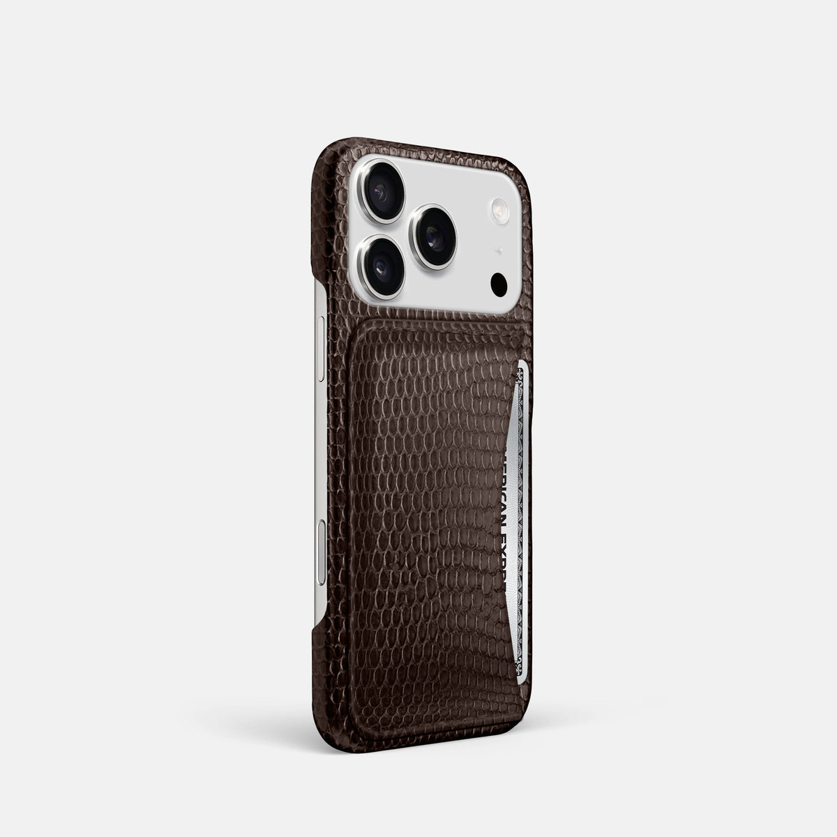Slim Card Case For iPhone 18 Pro In Lizard -2 | Brown