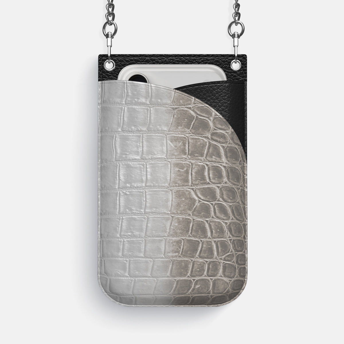 Crossbody Bag For iPhone 17 Pro Max In Himalayan Crocodile -1 | Grey-Steel