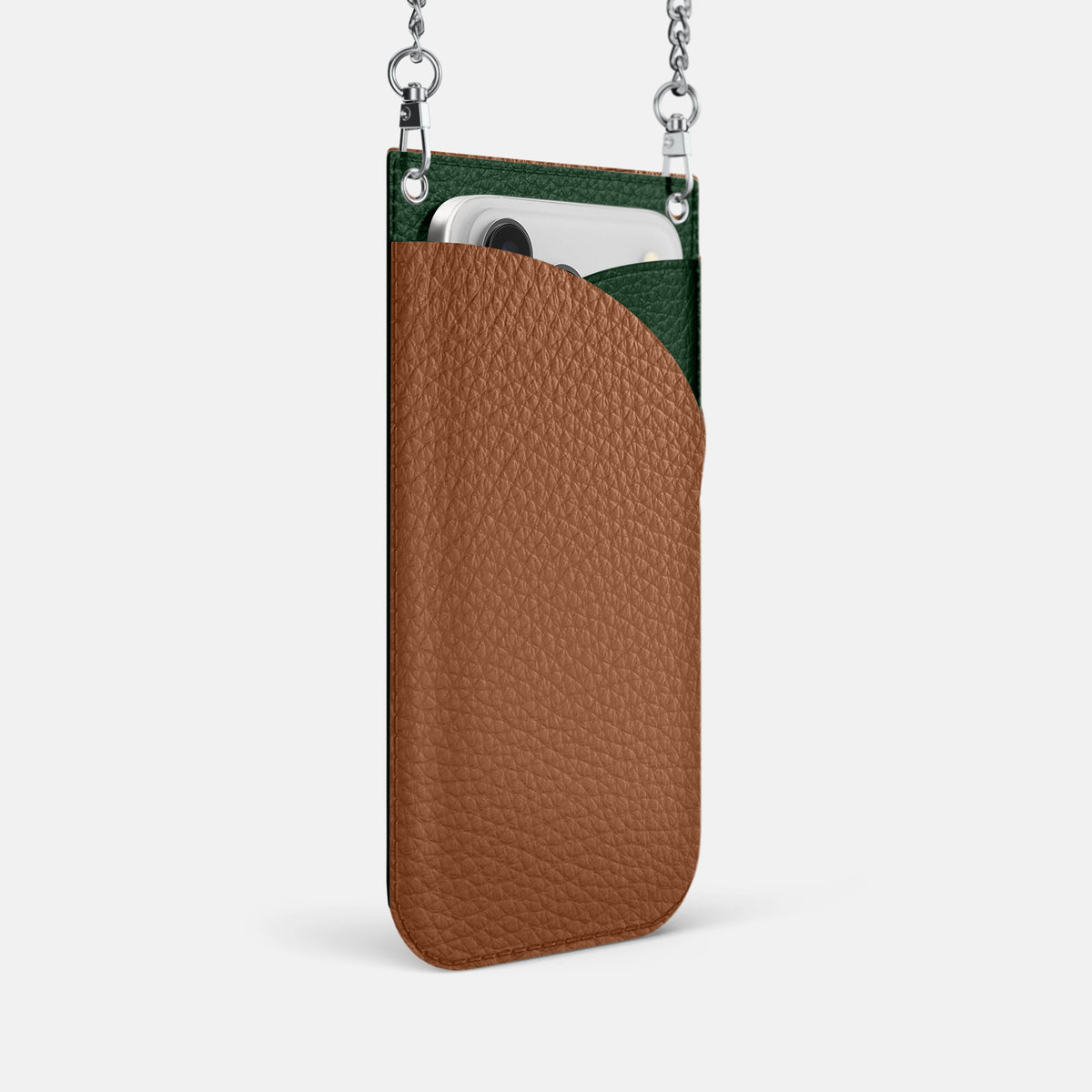 Crossbody Bag For iPhone 18 Pro In Calf -2 | Caramel-Steel