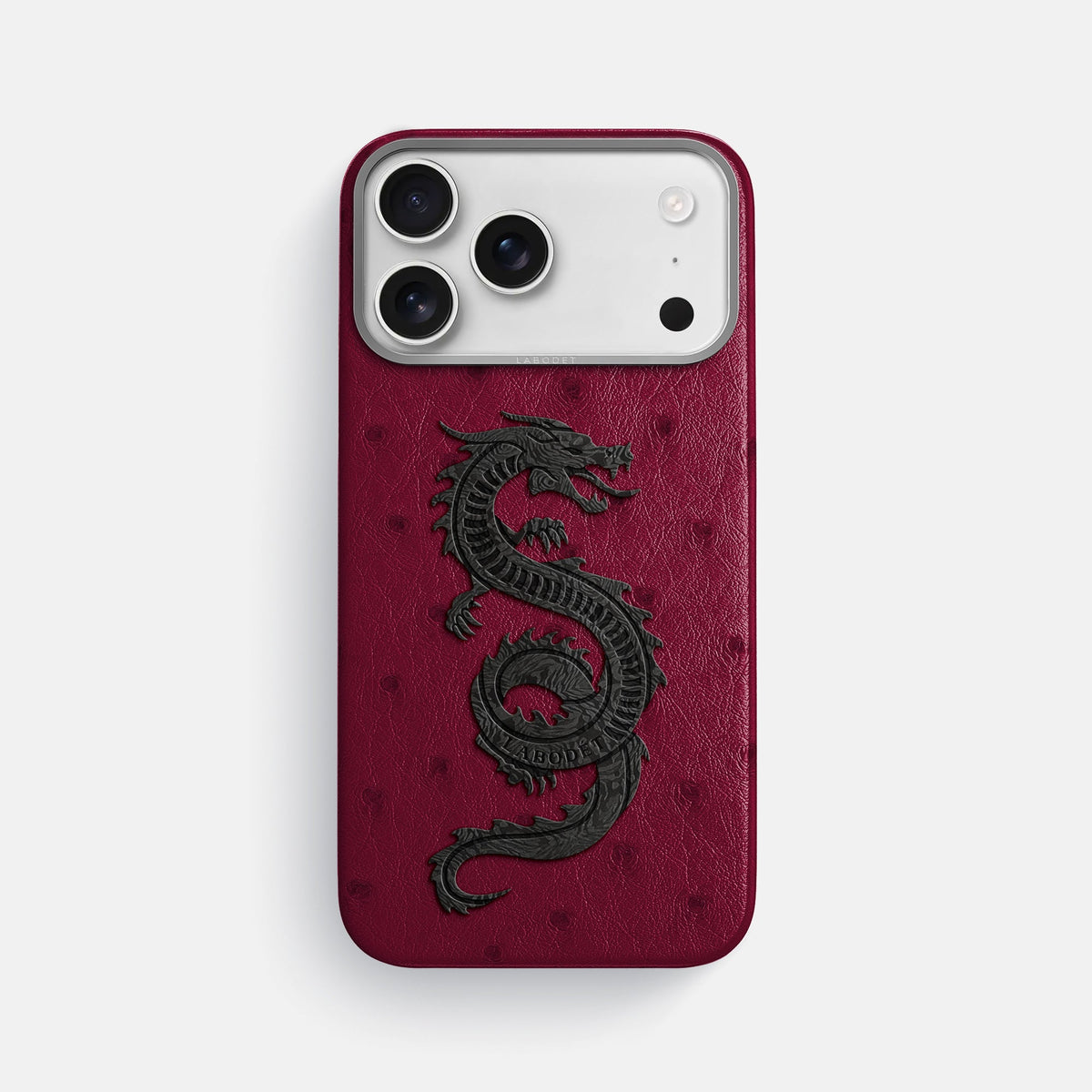 Classic Case With Carbon Dragon For iPhone 18 Pro Max In Ostrich -1 | Bordeaux-Steel