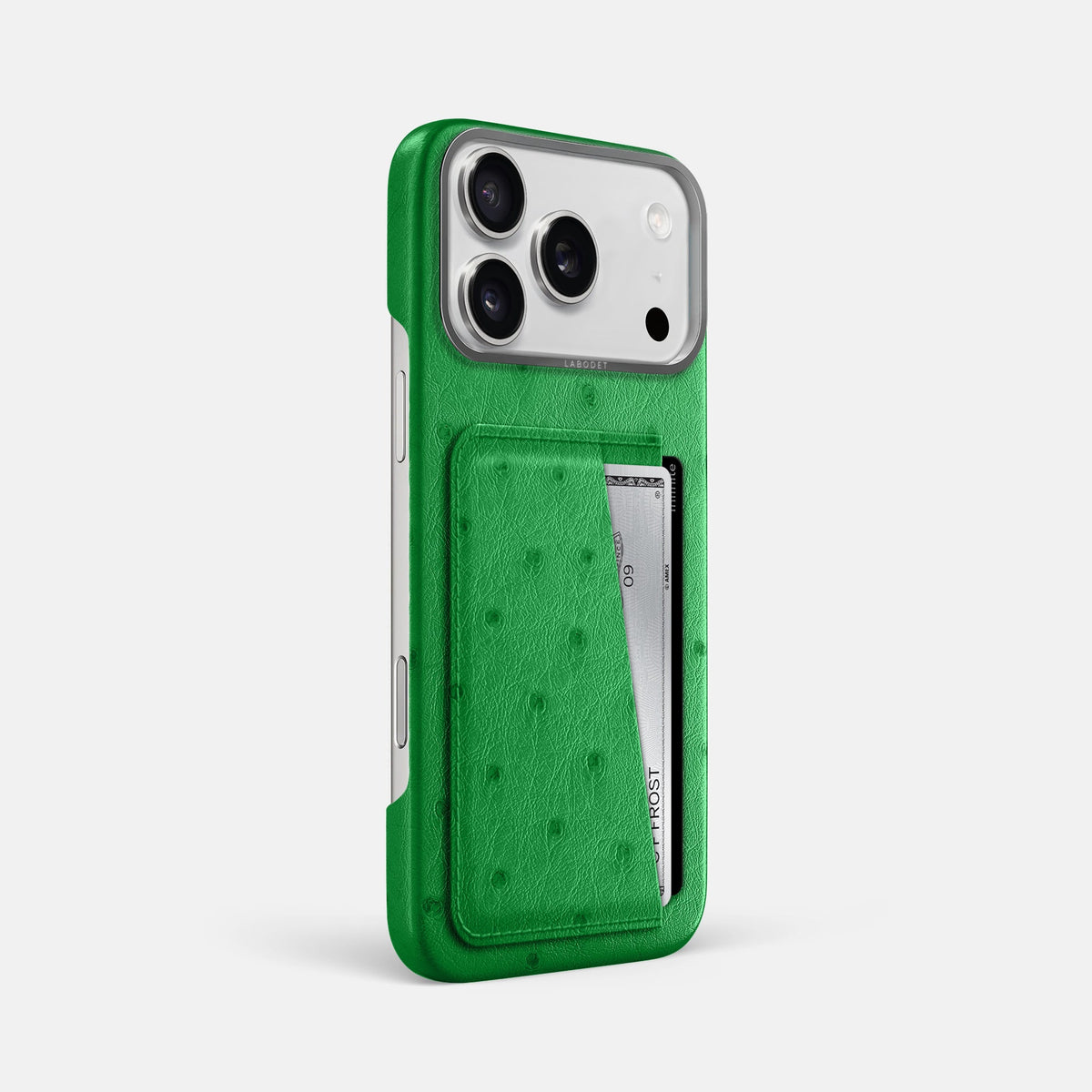 Double Card Case For iPhone 18 Pro Max In Ostrich -2 | Kentucky-Green-Steel