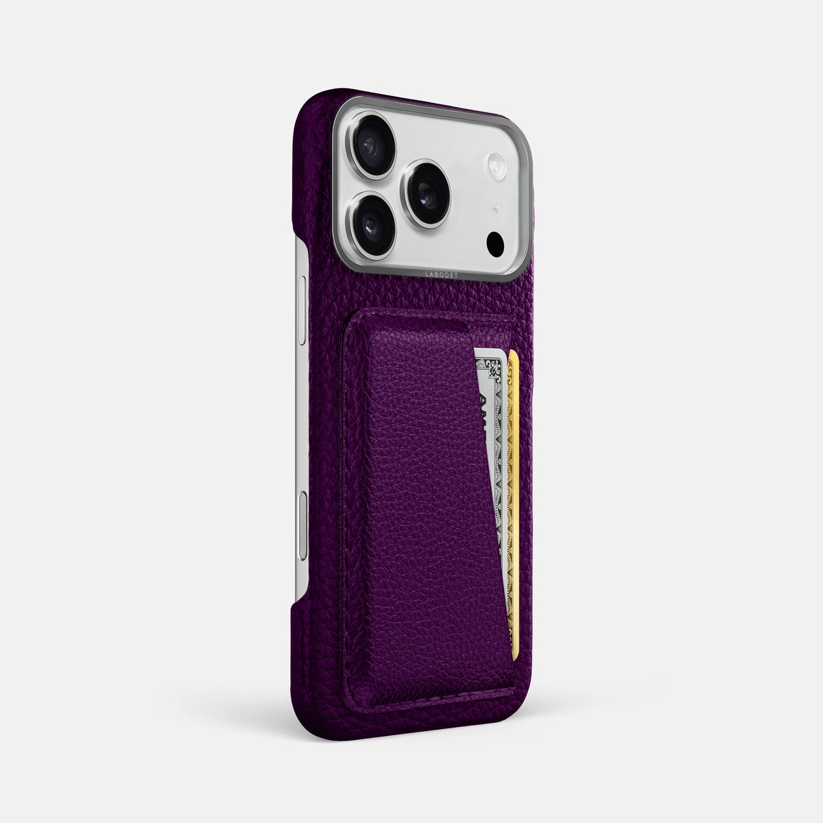 Double Card Case For iPhone 18 Pro Max In Calf -2 | Violet-Steel