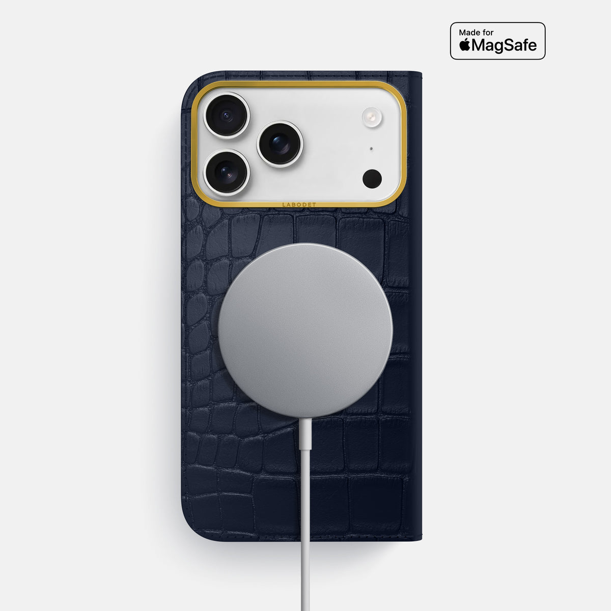 Folio Case For iPhone 17 Pro Max In Alligator -3 | Navy-Blue-Gold