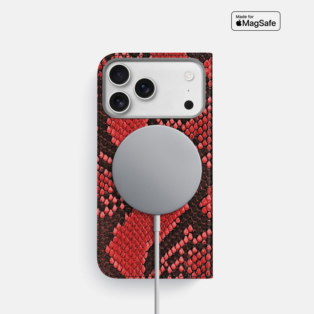 Folio Case For iPhone 18 Pro In Deluxe Python -3 | Red-Steel