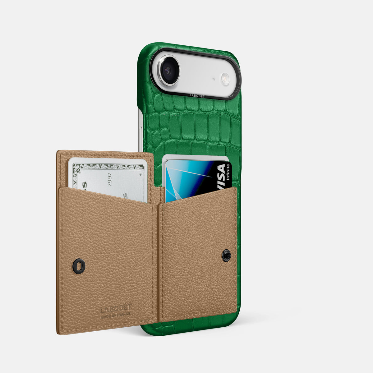 Bi-Fold Case For iPhone 17 Air In Alligator -2 | Forest-Green-Black