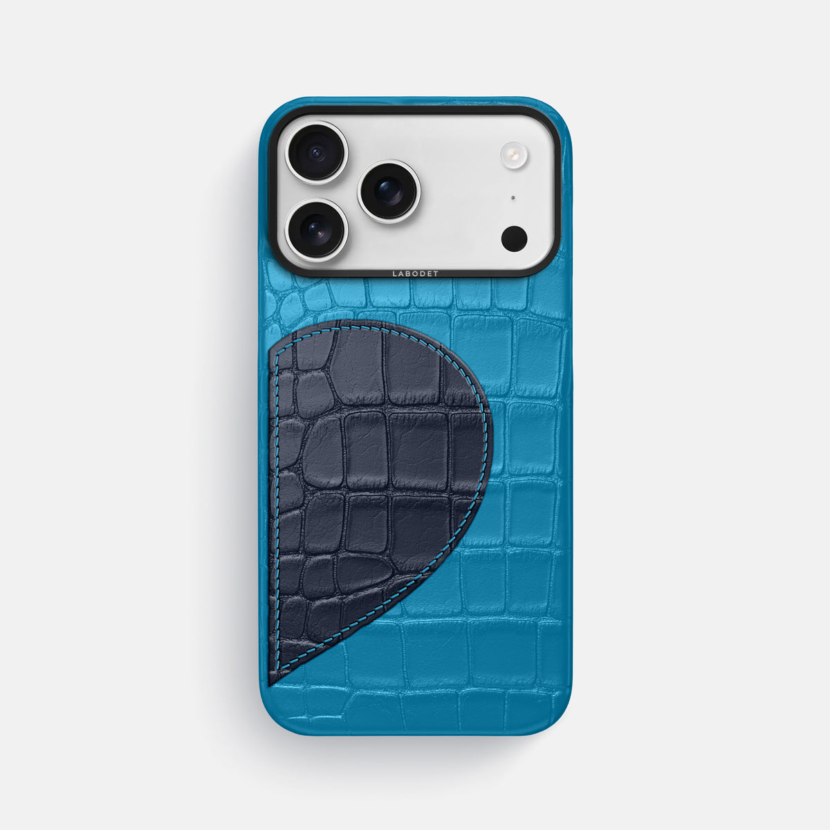Classic Case With Half Heart - Right For iPhone 17 Pro Max In Alligator -1 | Curaçao-Blue-Black