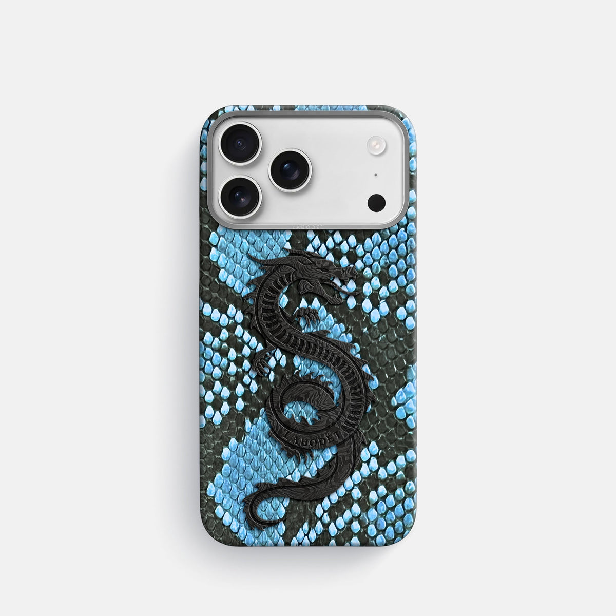 Classic Case With Carbon Dragon For iPhone 18 Pro In Deluxe Python -1 | Pacific-Blue-Steel