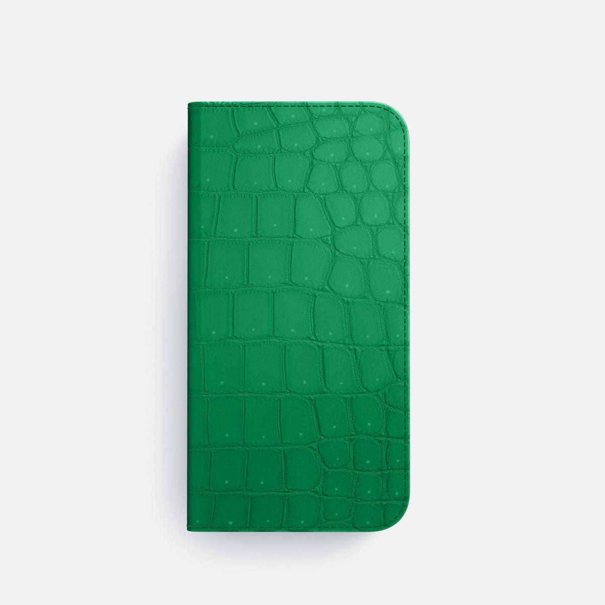Folio Case with Card For iPhone 18 Pro In Porosus Crocodile -4 | Cactus-Green-Black