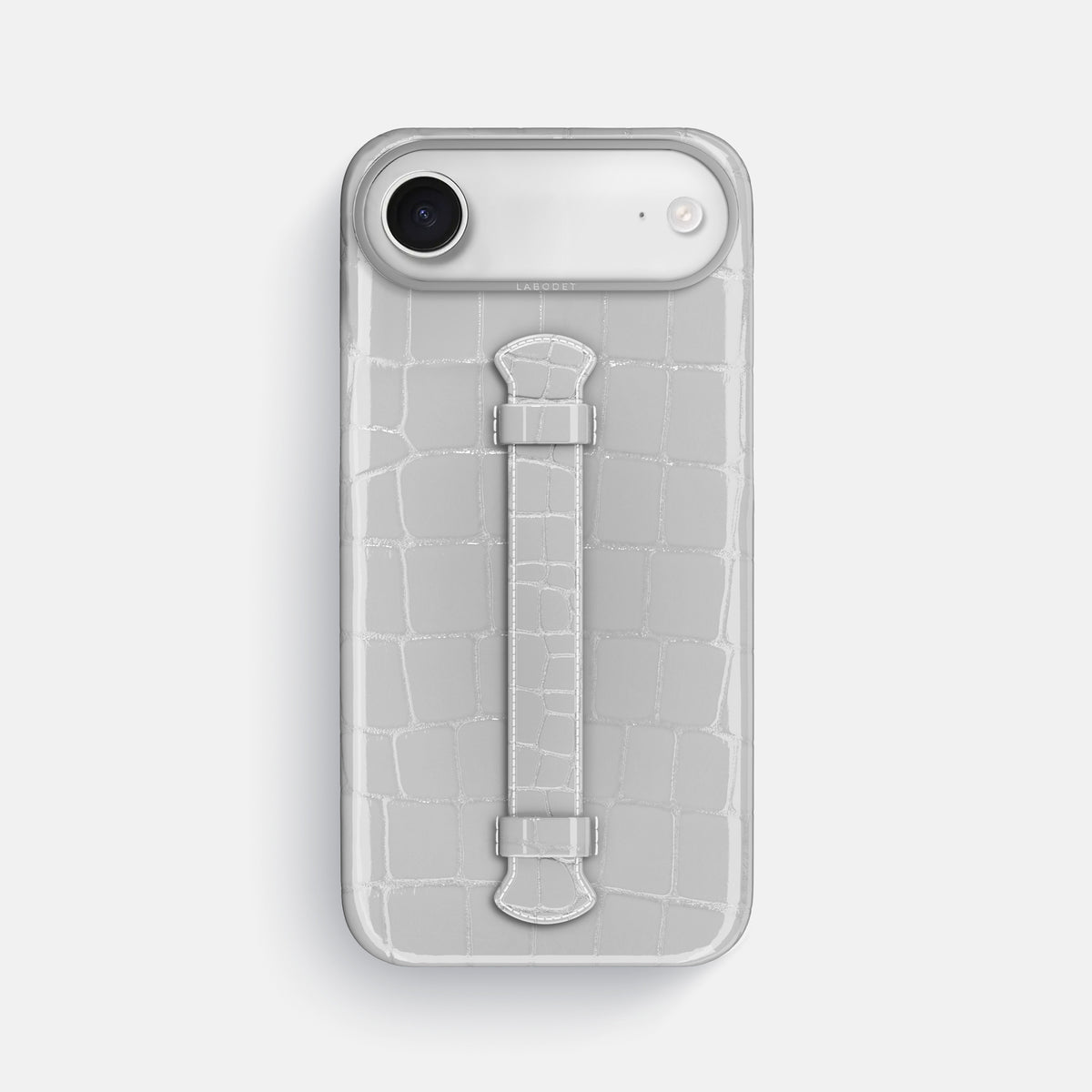 Center Handle For iPhone 17 Air In Shiny Alligator -1 | White-Steel