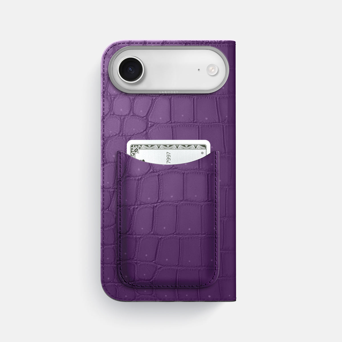 Folio Case with Card For iPhone 17 Air In Porosus Crocodile -3 | Purple-Steel