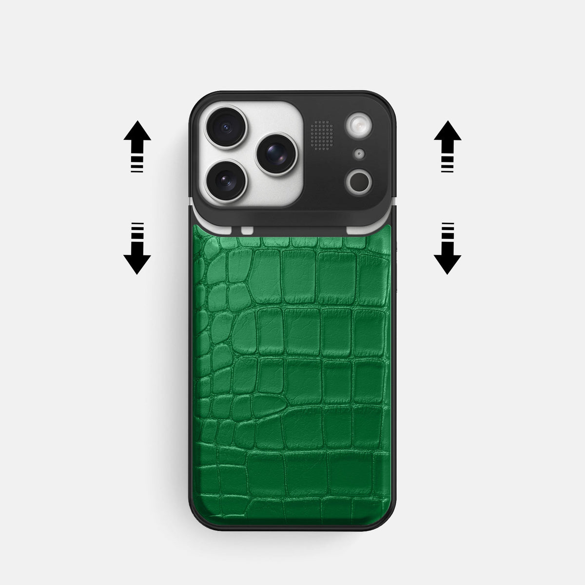 Metal Case For iPhone 18 Pro In Alligator -2 | Forest-Green-Black