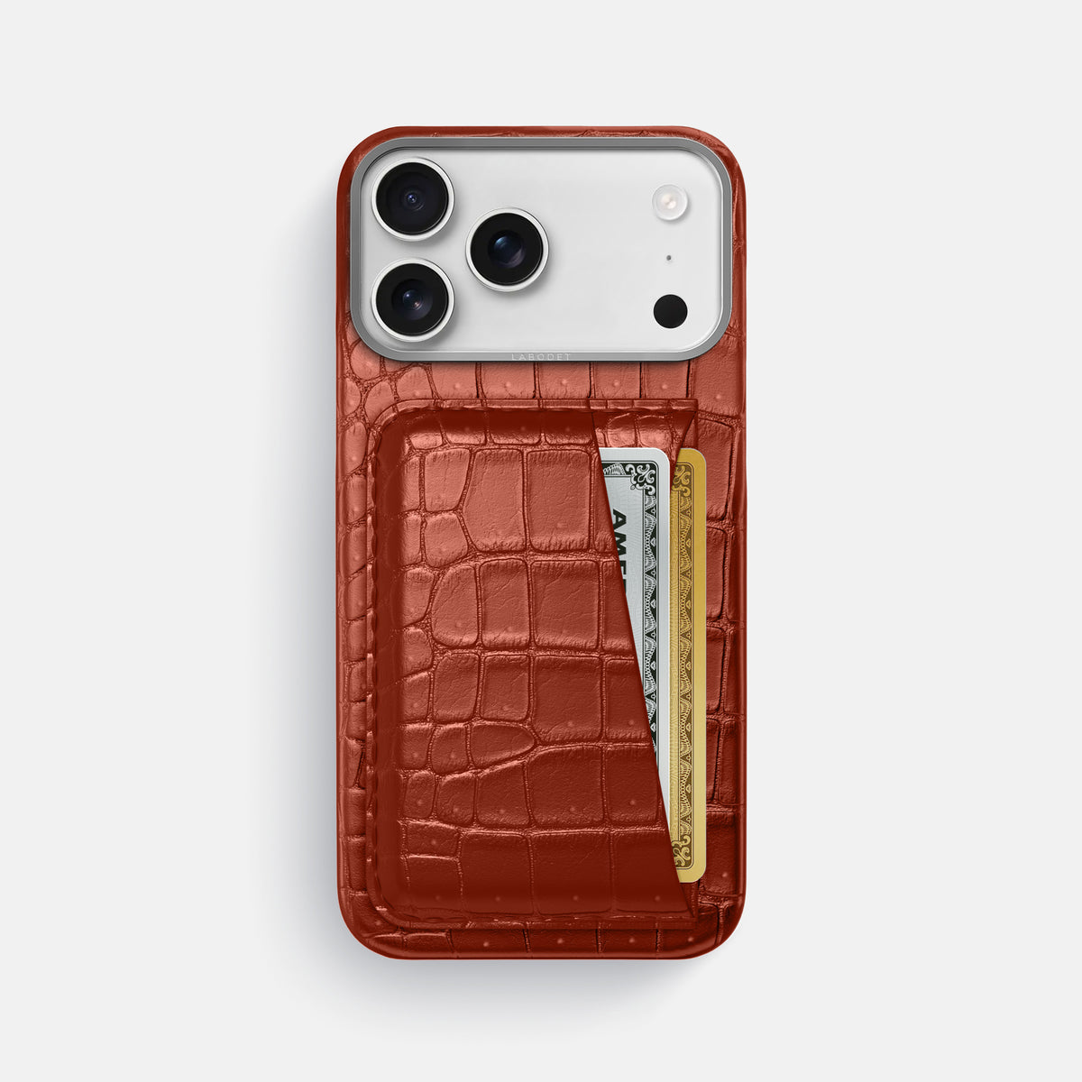 Double Card Case For iPhone 17 Pro Max In Porosus Crocodile -1 | Nuts-Steel