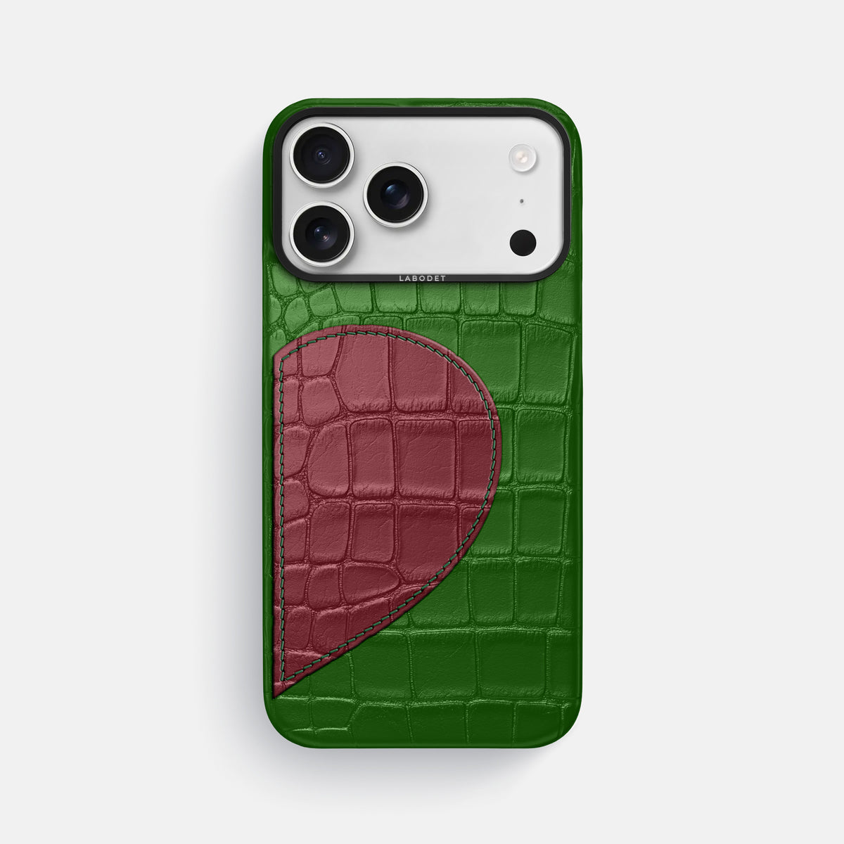 Classic Case With Half Heart - Right For iPhone 17 Pro Max In Alligator -1 | Forest-Green-Black