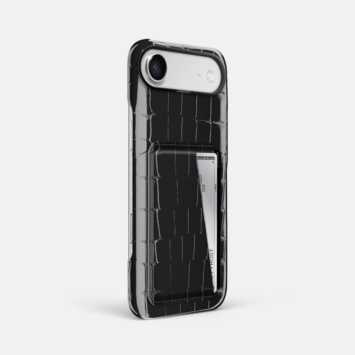 Double Card Case For iPhone 17 Air In Shiny Alligator -2 | Black-Black