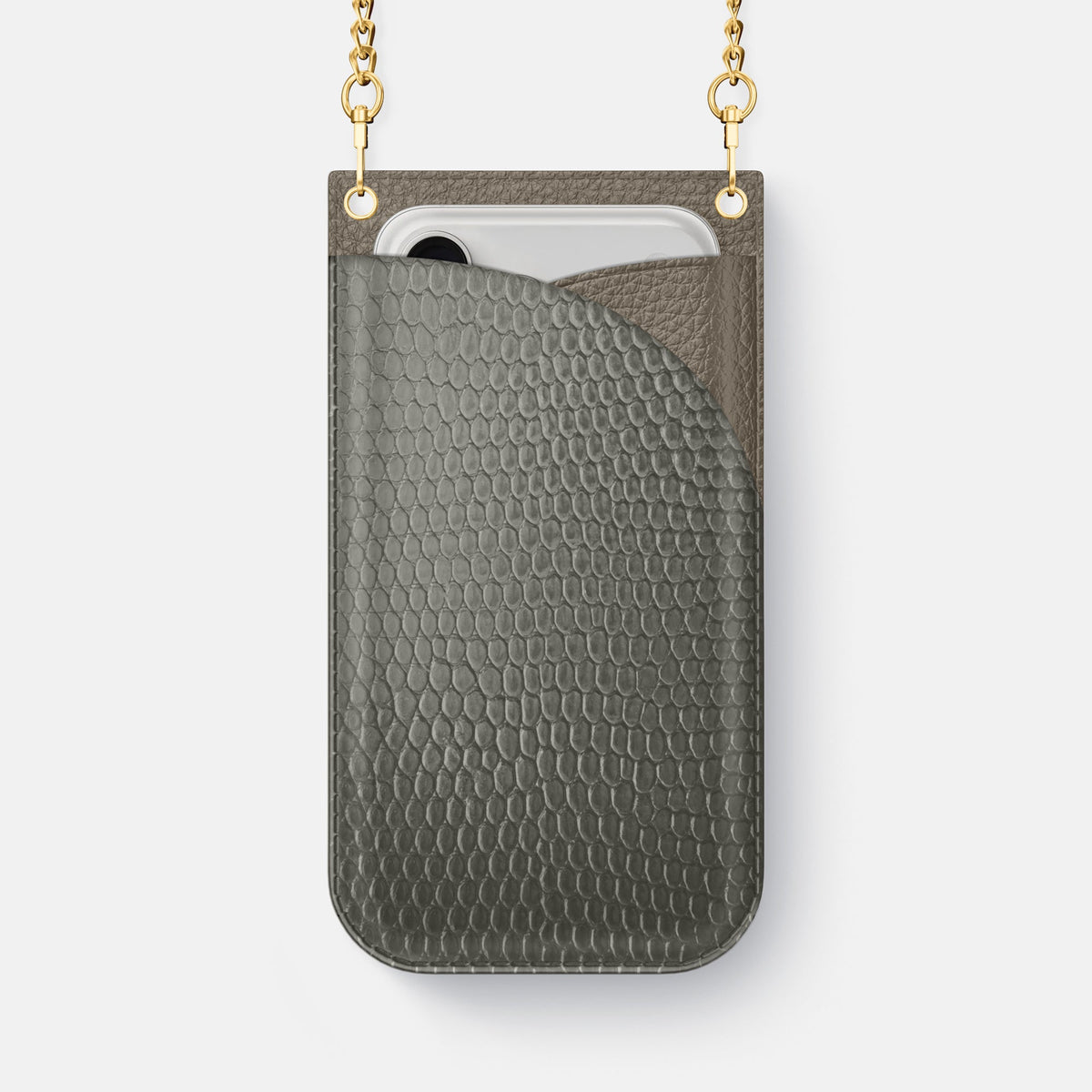 Crossbody Bag For iPhone 18 Pro Max In Lizard -1 | Grey-Gold