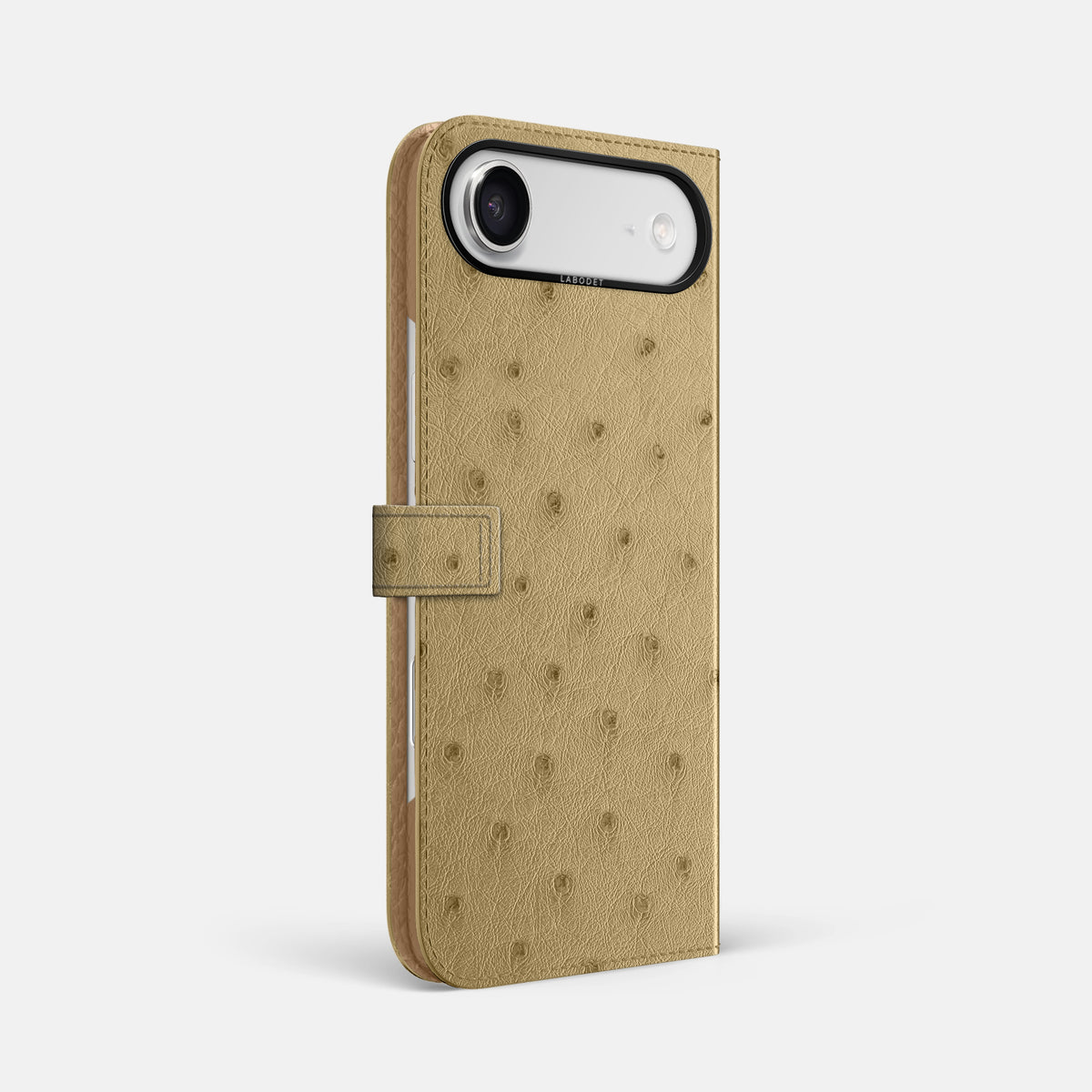 Folio Case with Clasp For iPhone 17 Air In Ostrich -1 | Desert-Sand-Black