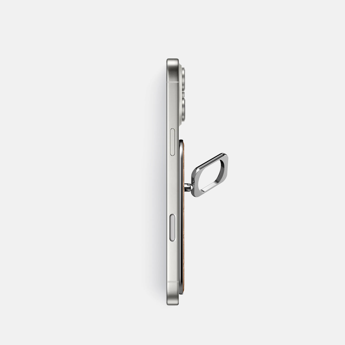 MagSafe Ring For iPhone 17 Pro In Porosus Crocodile -3 | Milk-Chocolate-Steel