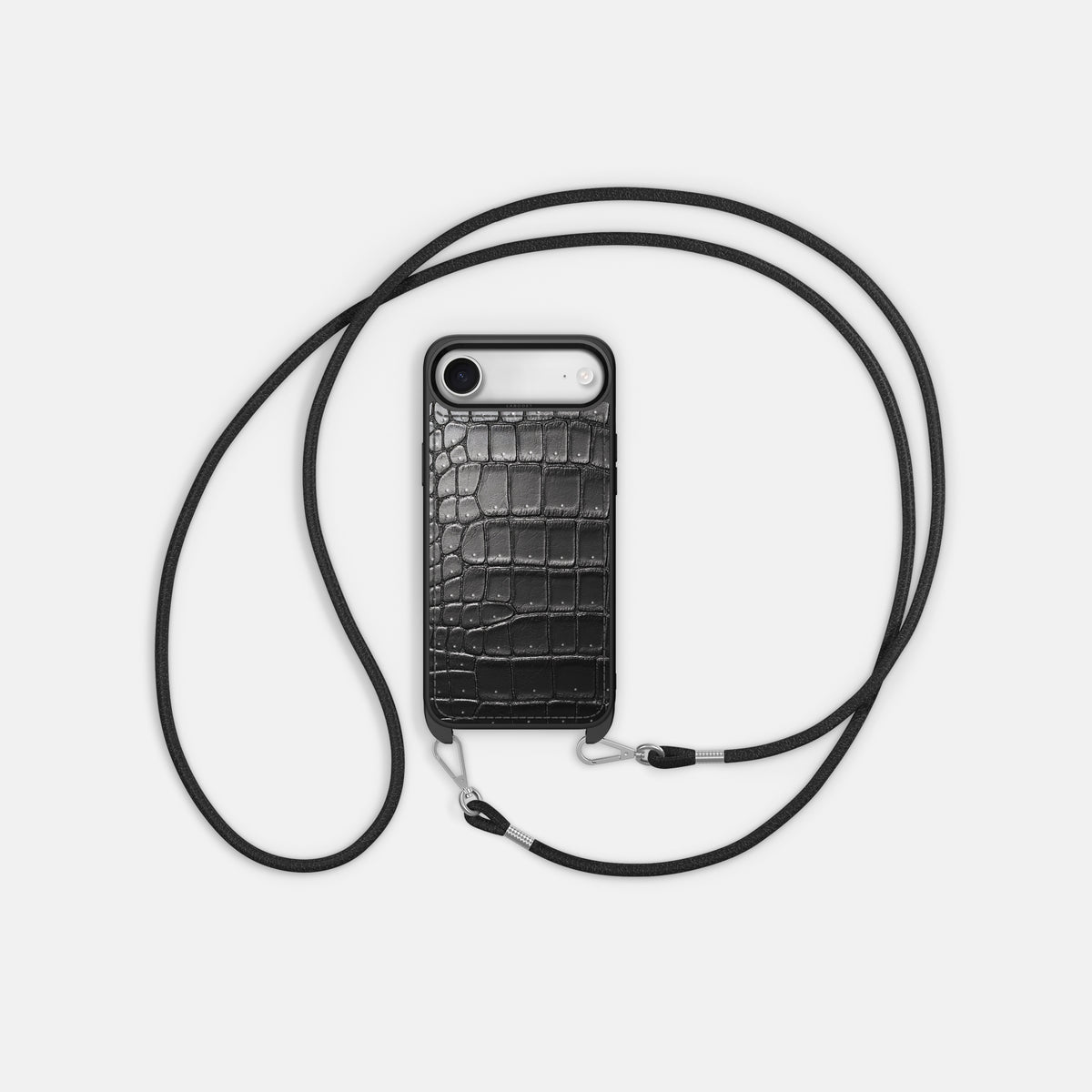 Crossbody Sport Case For iPhone 17 Air In Porosus Crocodile -5 | Shiny-Black
