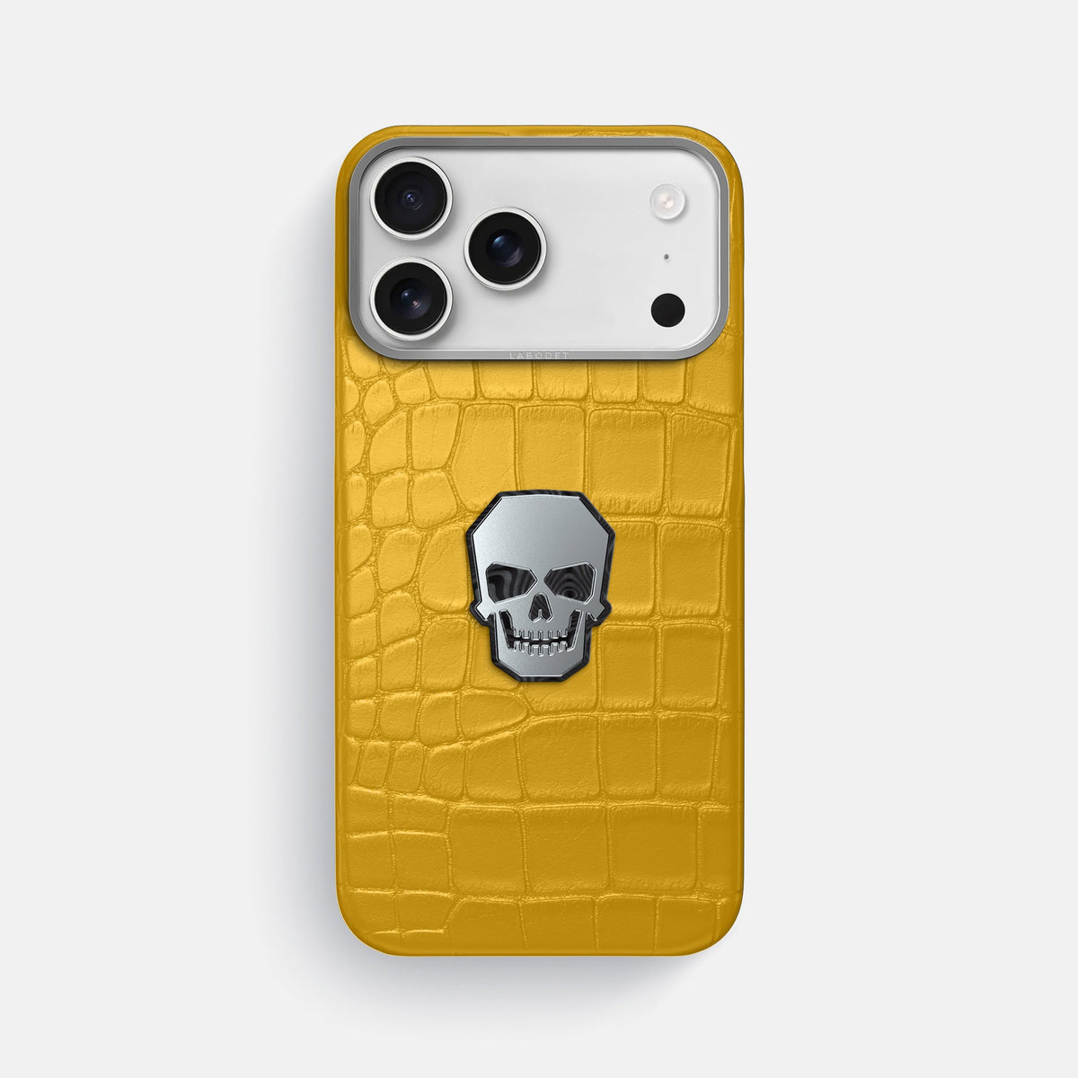 Classic Case With Titanium Skull For iPhone 18 Pro Max In Alligator -1 | Yellow-Steel