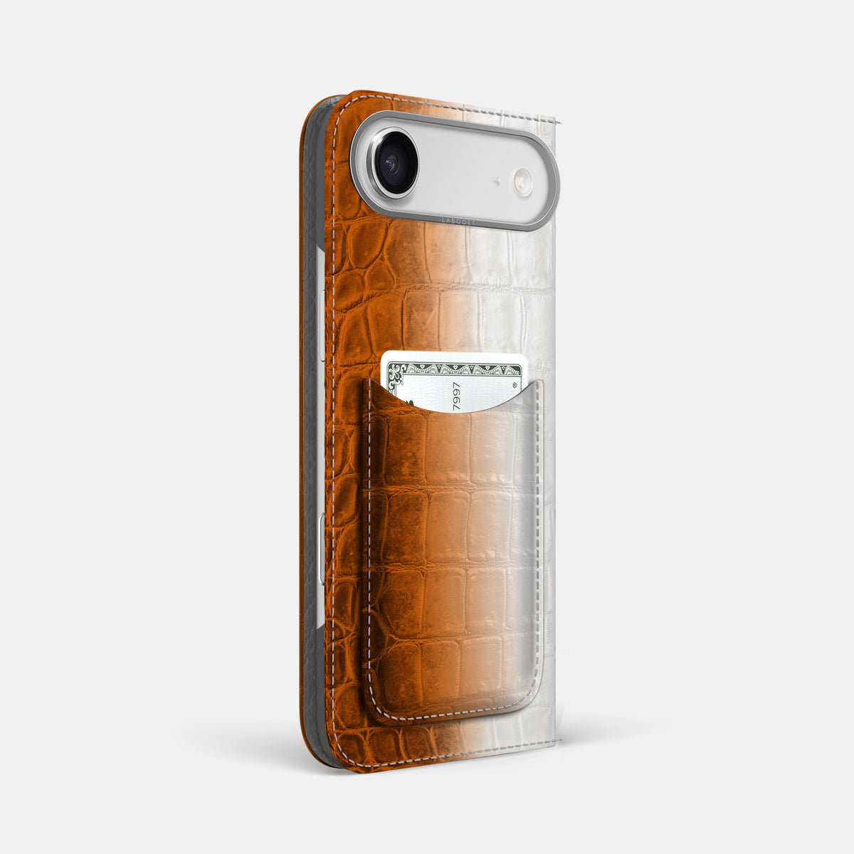 Folio Case with Card For iPhone 17 Air In Himalayan Crocodile -1 | Orange-Steel