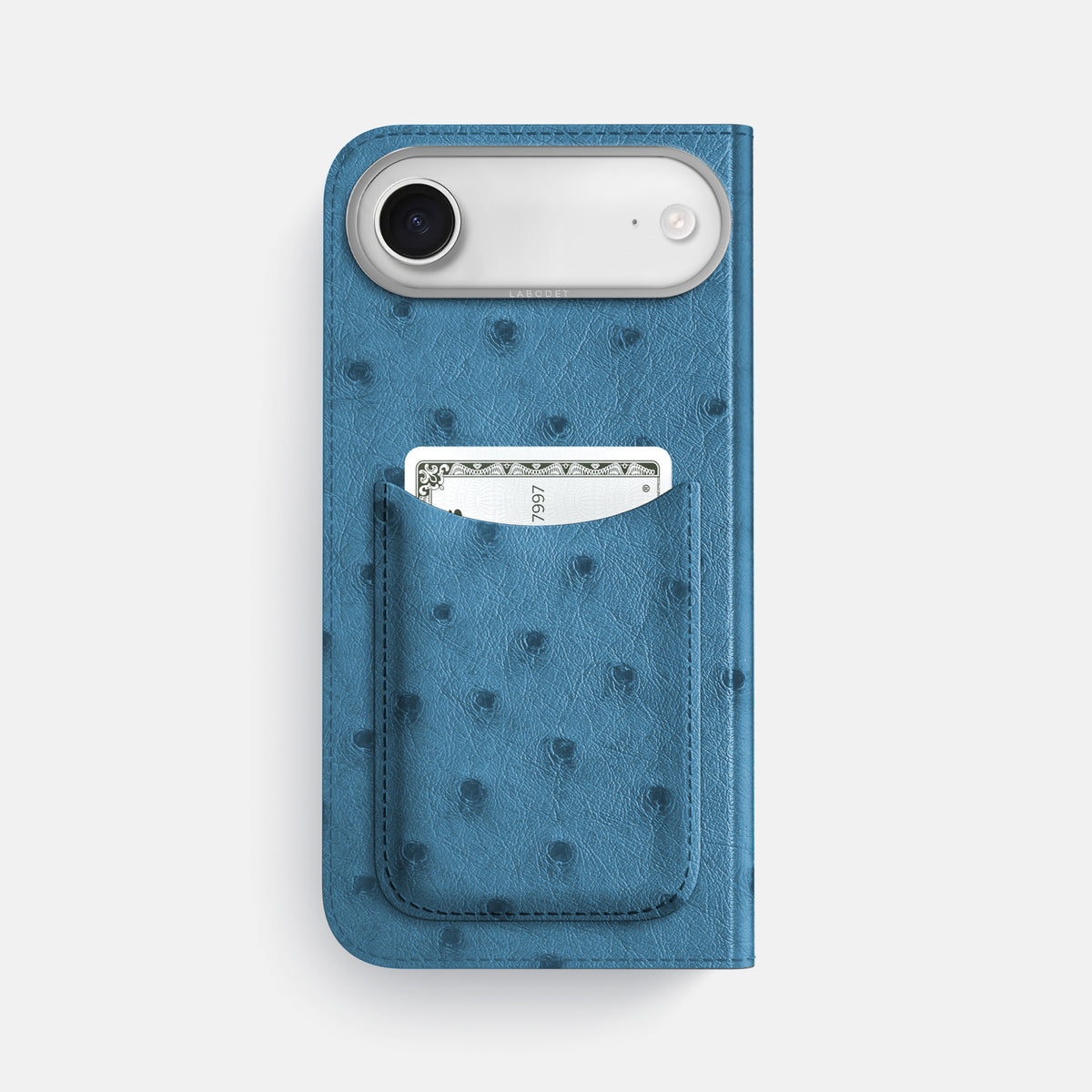 Folio Case with Card For iPhone 17 Air In Ostrich -3 | Blue-Jeans-Steel
