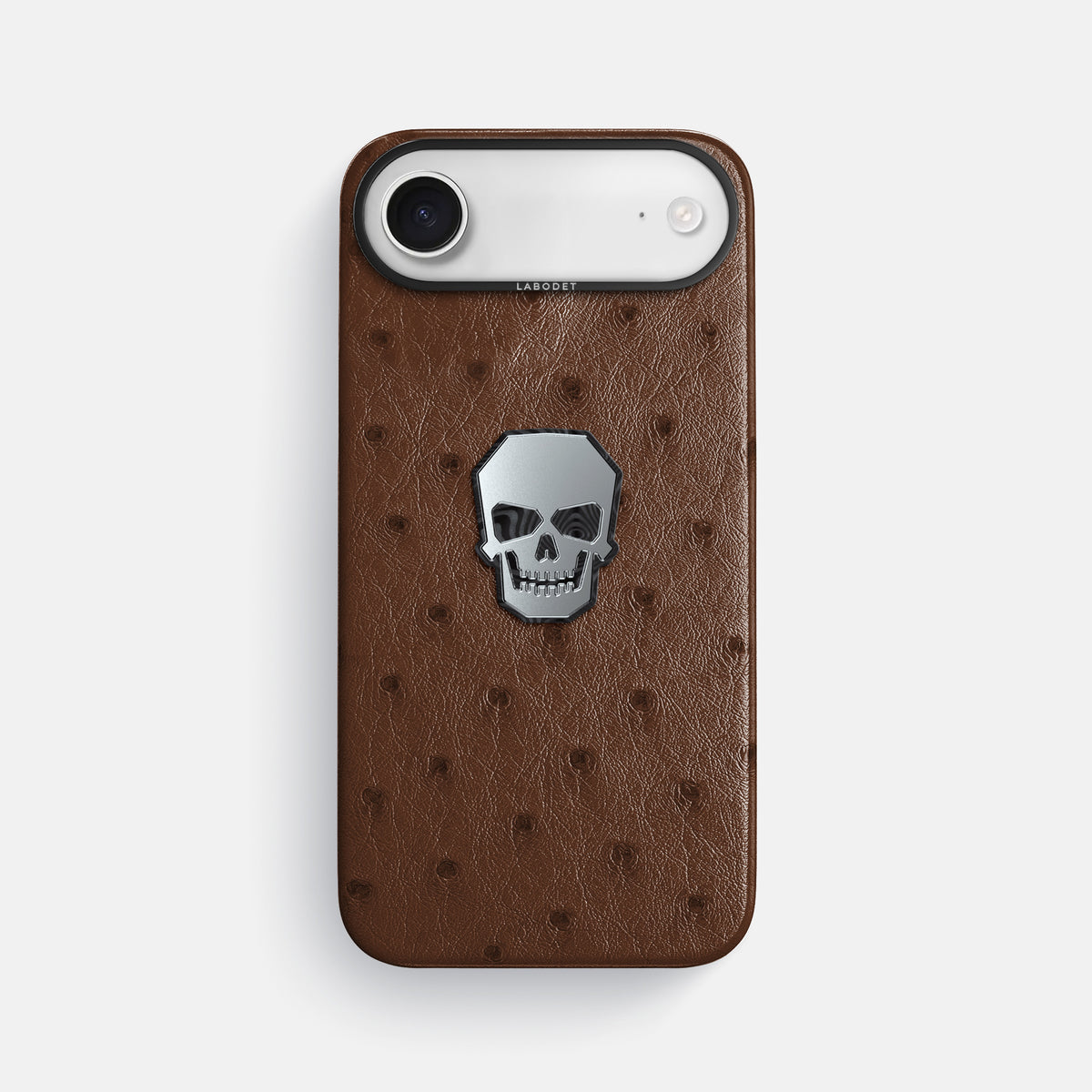 Classic Case With Titanium Skull For iPhone 17 Air In Ostrich -1 | Chocolate-Black