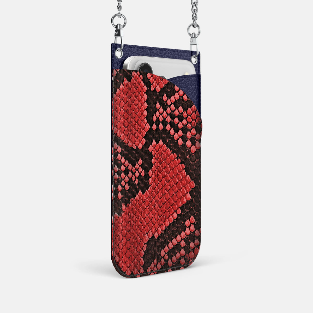 Crossbody Bag For iPhone 18 Pro In Deluxe Python -2 | Red-Steel