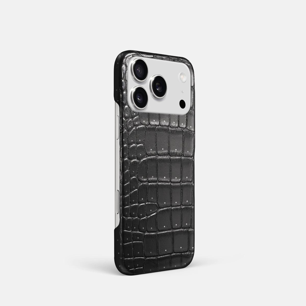 Slim Case For iPhone 17 Pro In Porosus Crocodile -2 | Shiny-Black