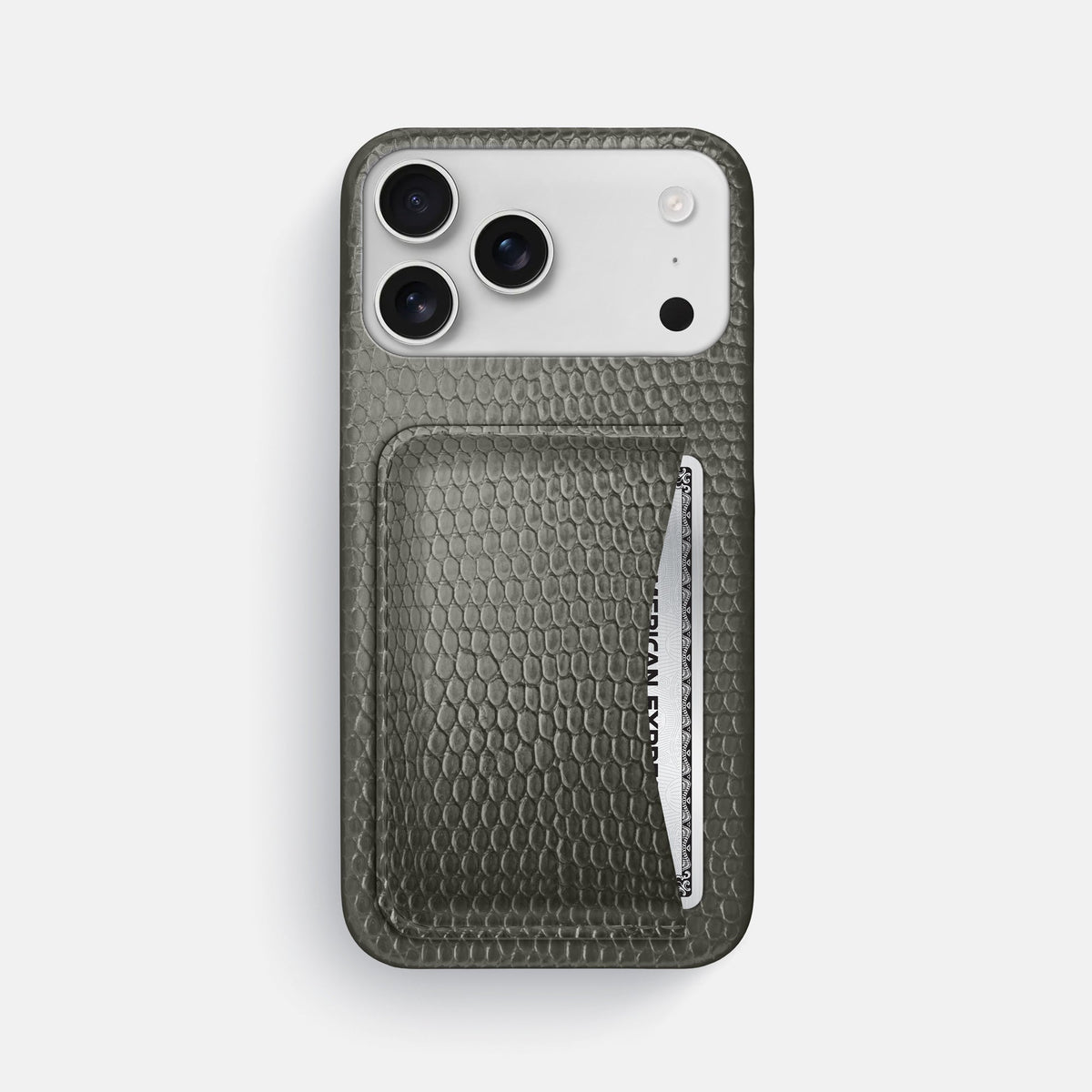 Slim Card Case For iPhone 18 Pro Max In Lizard -1 | Grey