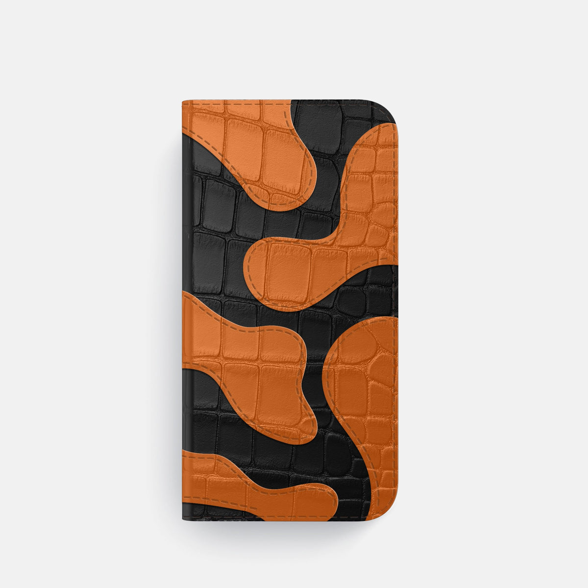 Camouflage Folio For iPhone 18 Pro In Alligator -4 | Black-Black