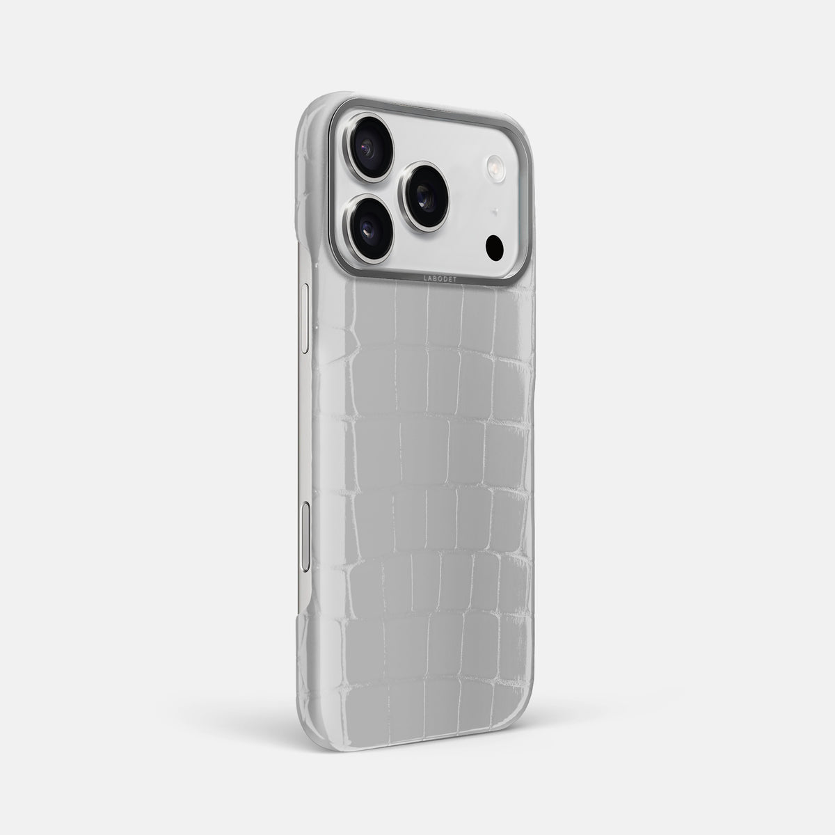 Classic Case For iPhone 17 Pro Max In Shiny Alligator -2 | White-Steel