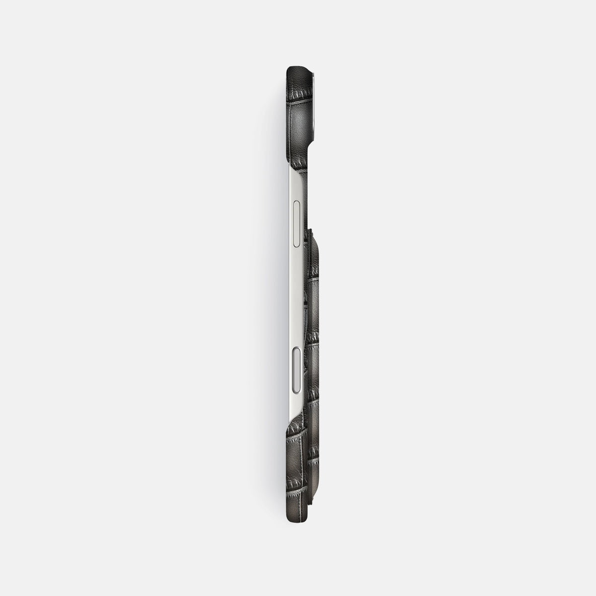 Double Card Case For iPhone 17 Air In Patina Alligator -3 | Grey-Steel