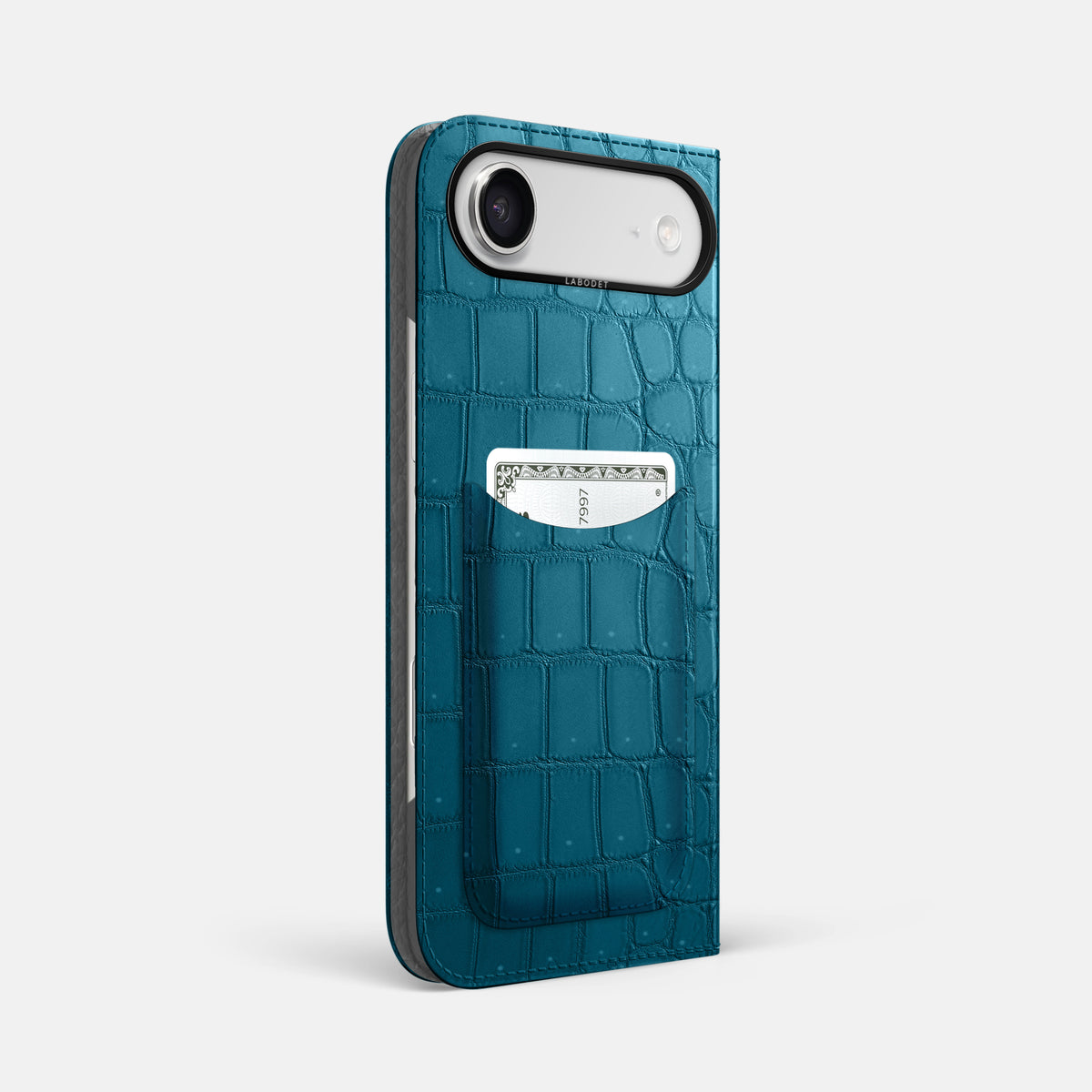 Folio Case with Card For iPhone 17 Air In Porosus Crocodile -1 | Turquoise-Black