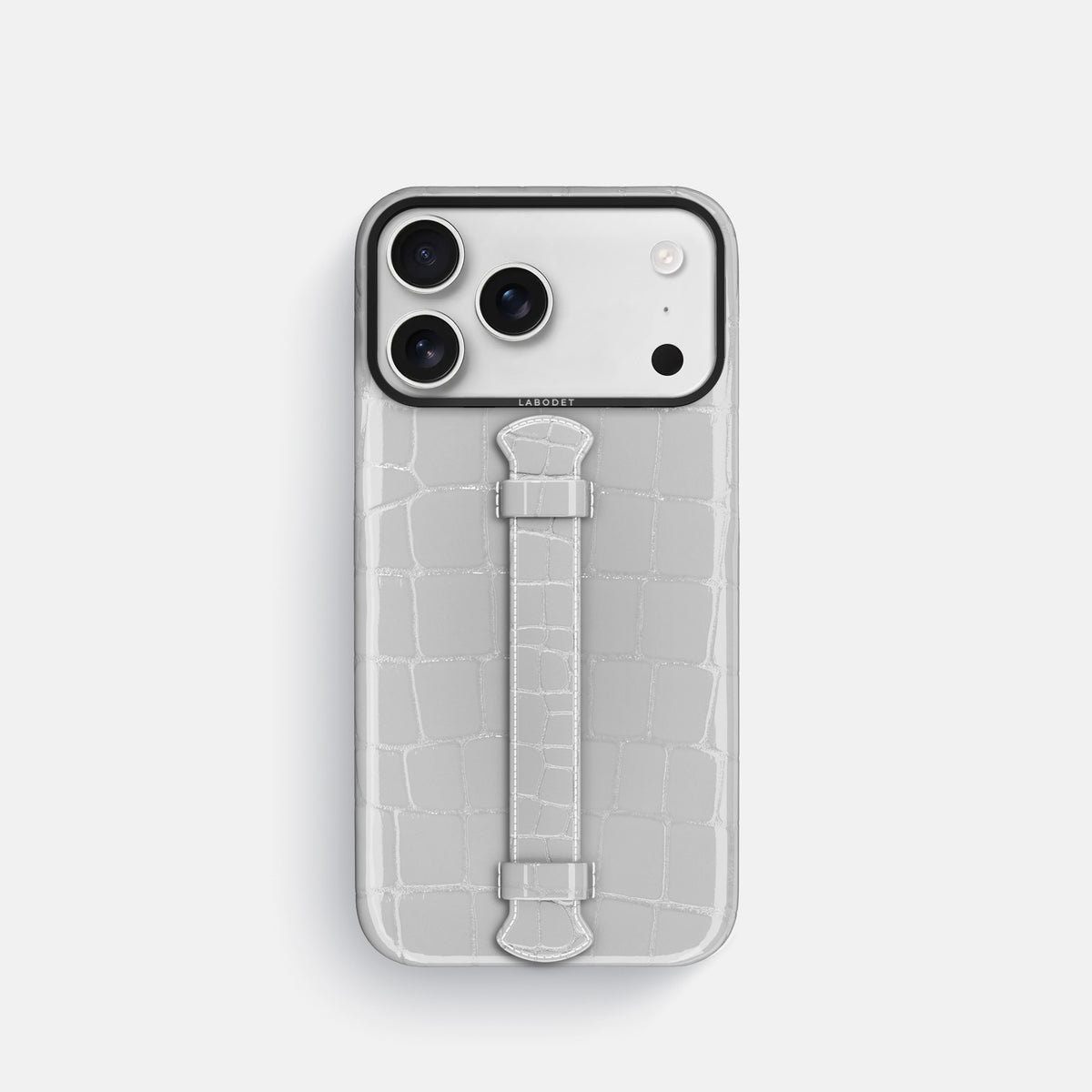 Center Handle For iPhone 17 Pro In Shiny Alligator -1 | White-Black