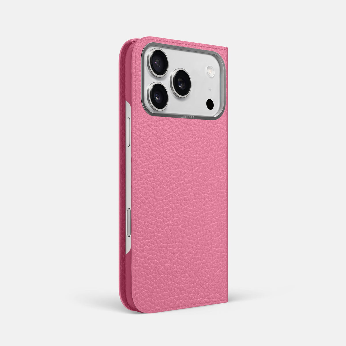 Folio Case For iPhone 18 Pro Max In Calf -1 | Pink-Steel