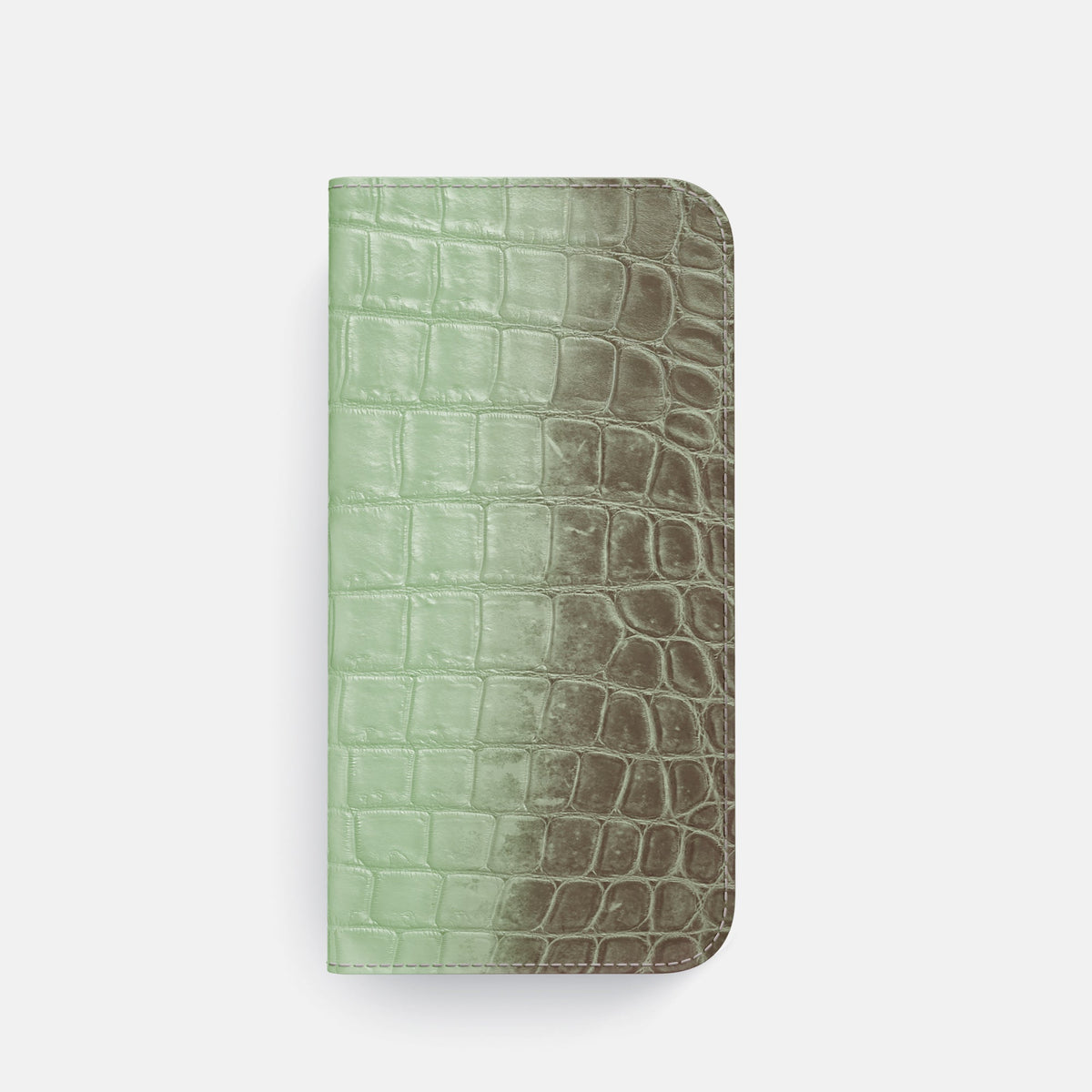 Folio Case with Card For iPhone 18 Pro In Himalayan Crocodile -4 | Pistachio-Black