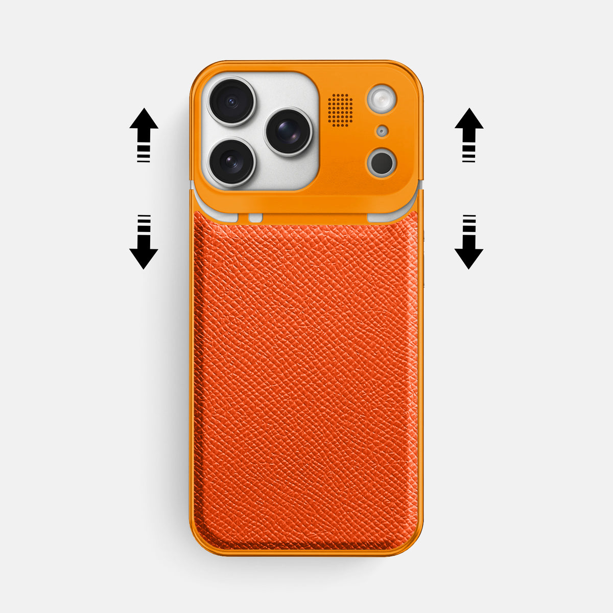 Metal Case For iPhone 17 Pro Max In Epsom-Style Calf -2 | Orange-Orange