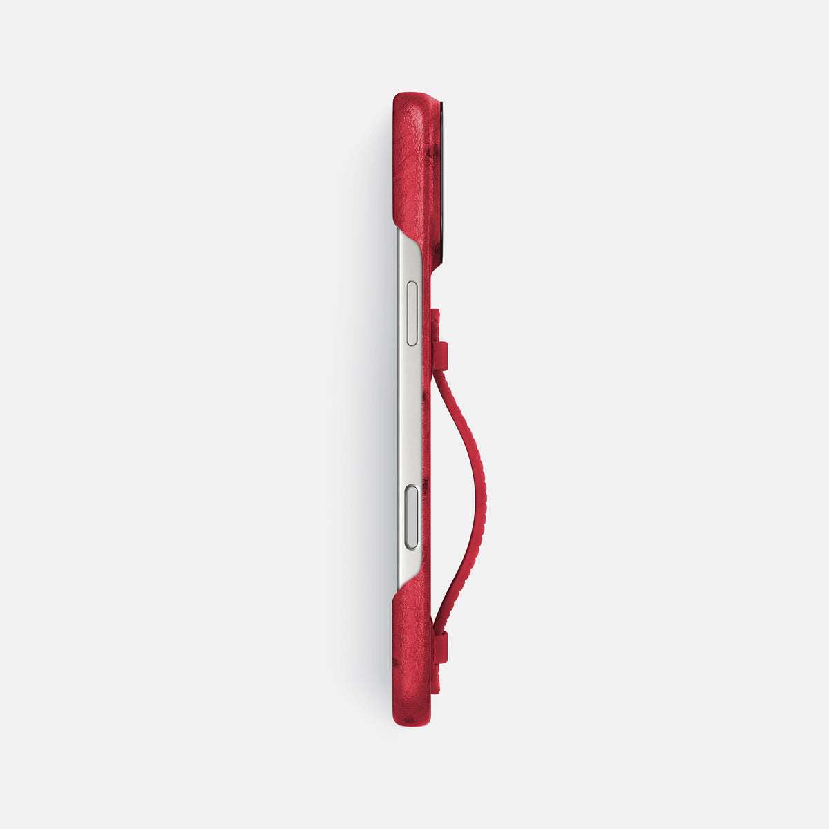 Center Handle For iPhone 17 Pro Max In Ostrich -2 | Red-Black