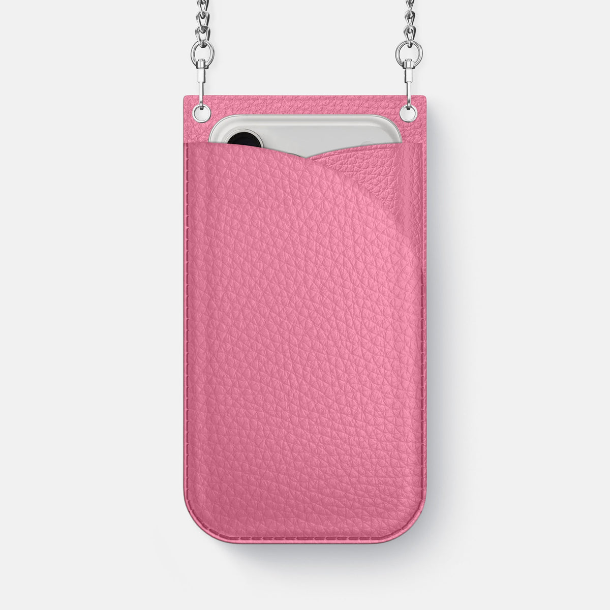 Crossbody Bag For iPhone 18 Pro Max In Calf -1 | Pink-Steel