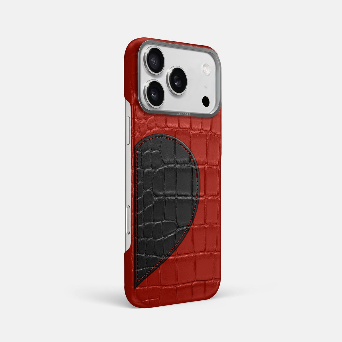 Classic Case With Half Heart - Right For iPhone 18 Pro Max In Alligator -2 | Red-Steel
