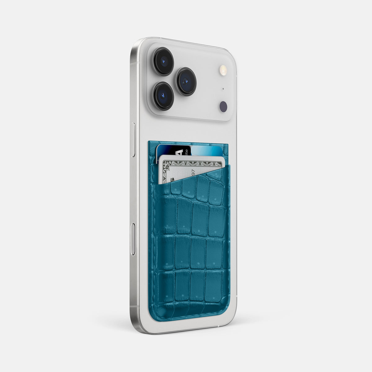 MagSafe Wallet For iPhone 17 Pro Max In Porosus Crocodile -2 | Turquoise