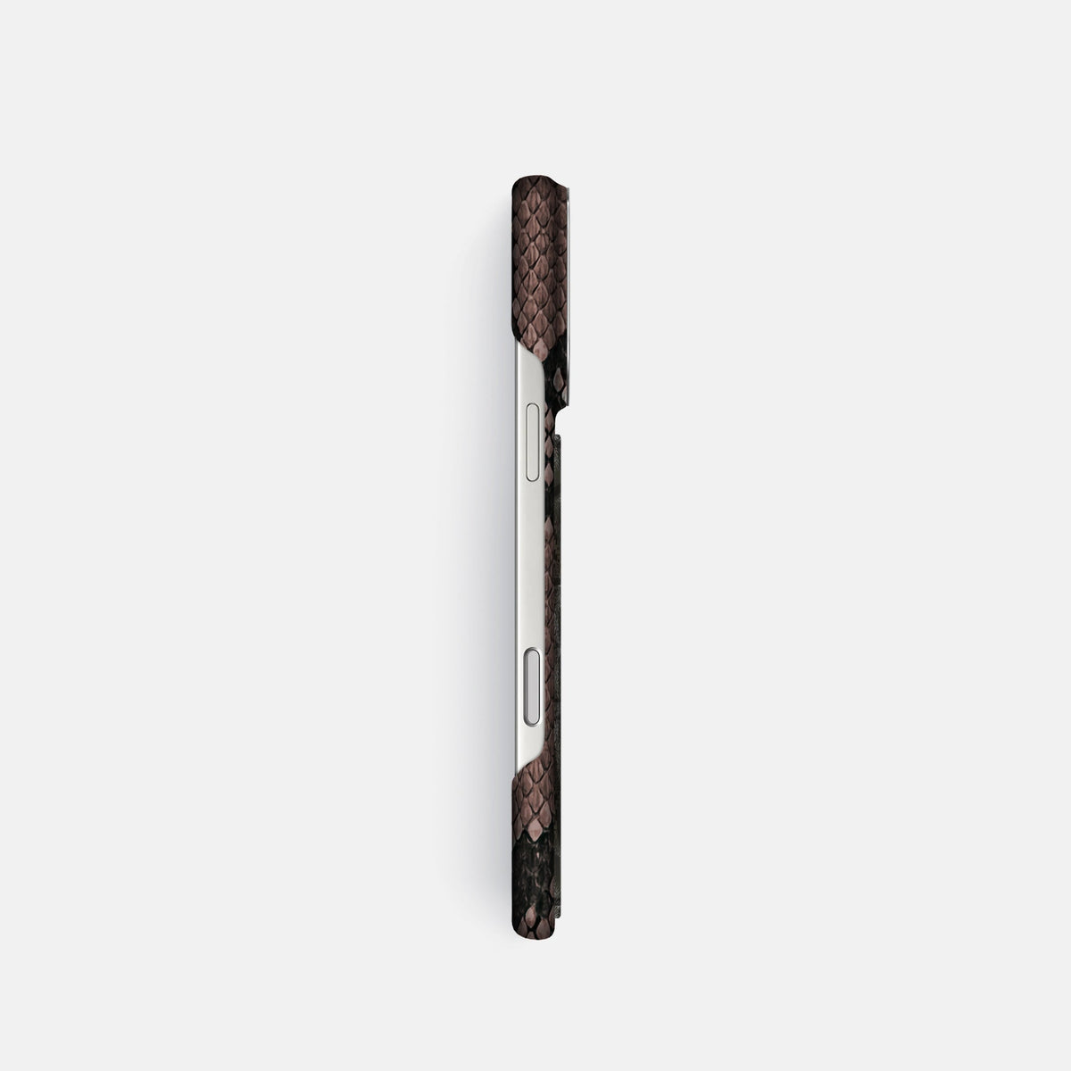 Classic Case With Carbon Dragon For iPhone 18 Pro In Deluxe Python -3 | Mahogany-Brown-Steel