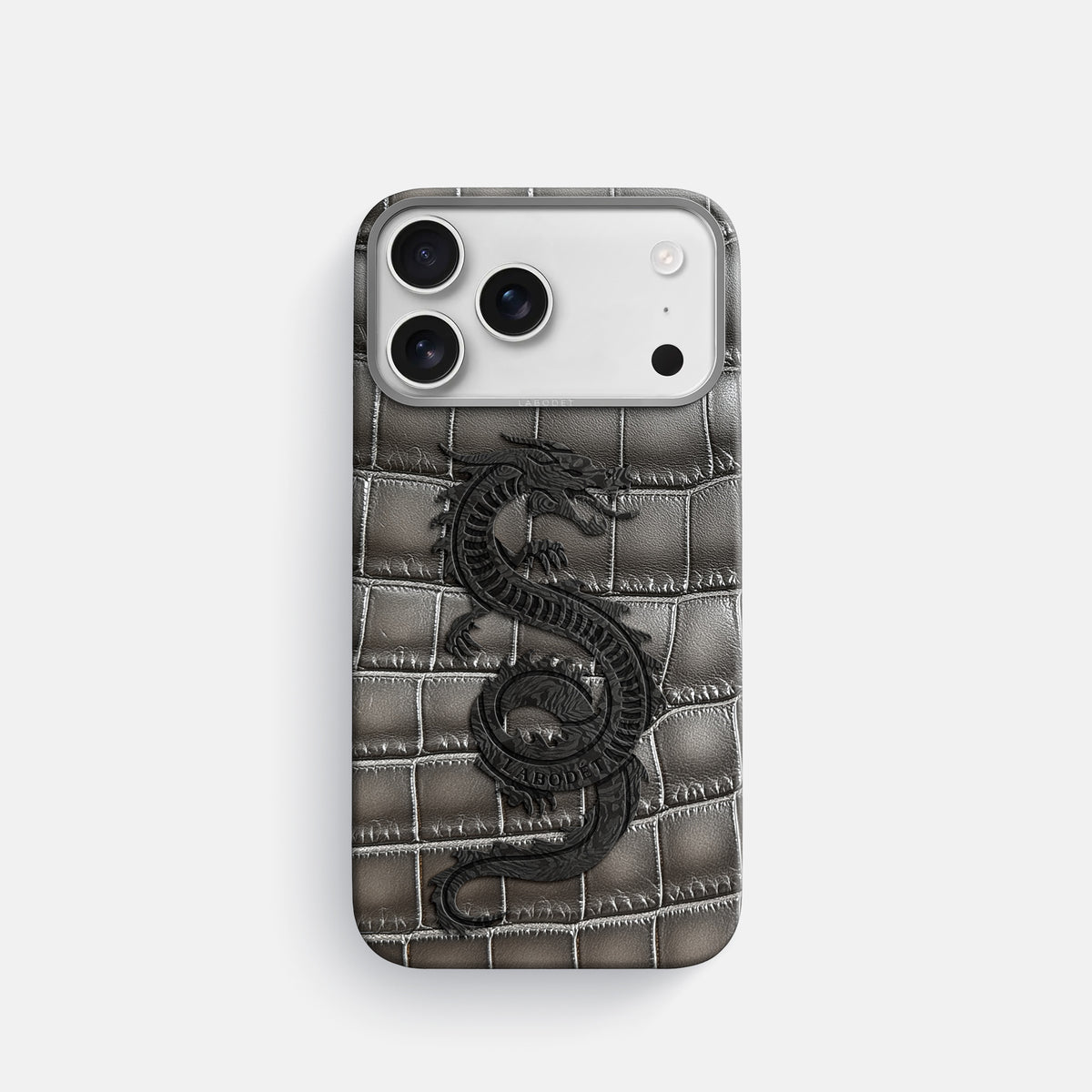 Classic Case With Carbon Dragon For iPhone 17 Pro In Patina Alligator -1 | Grey-Steel