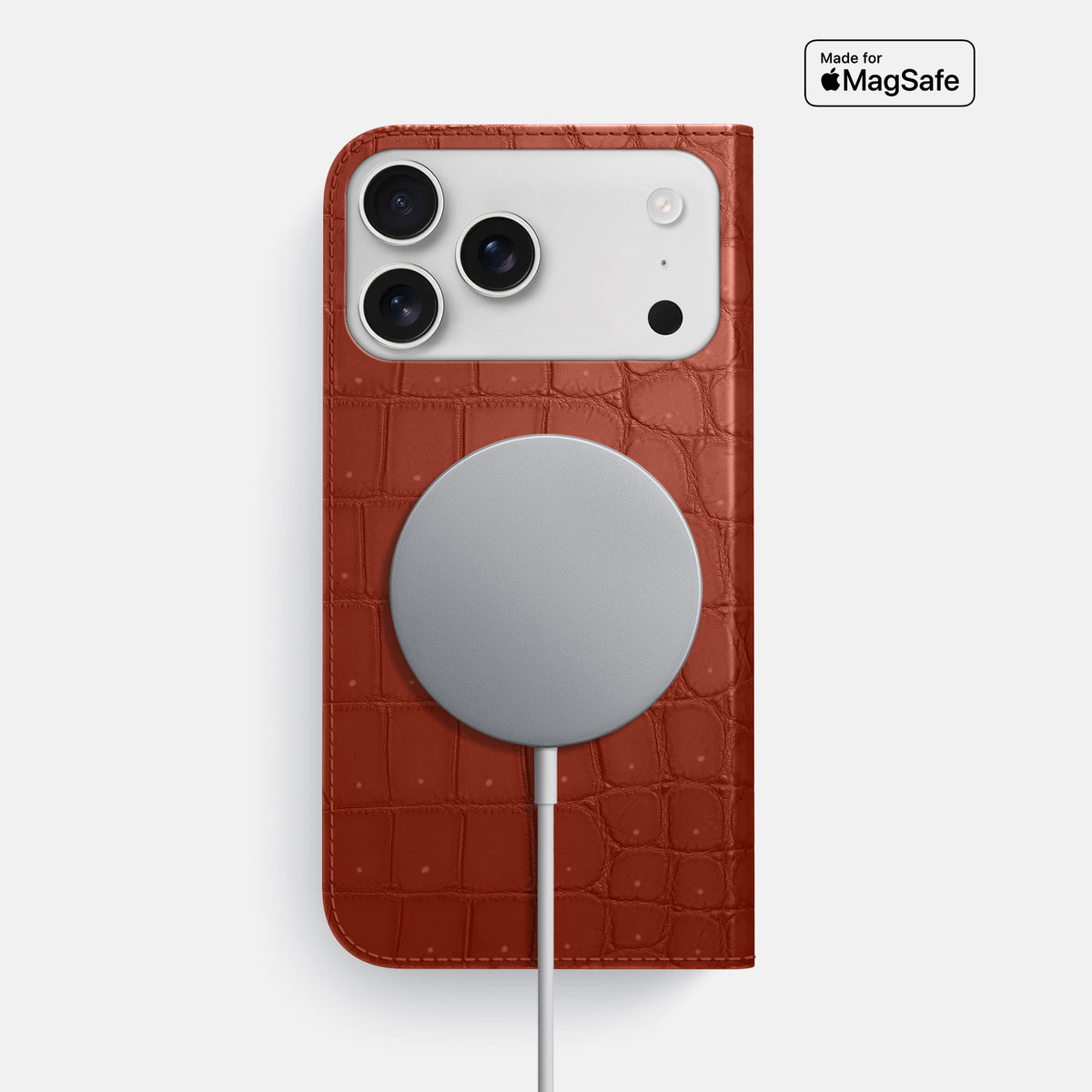 Folio Slim Case For iPhone 17 Pro Max In Porosus Crocodile -3 | Mahogany-Brown
