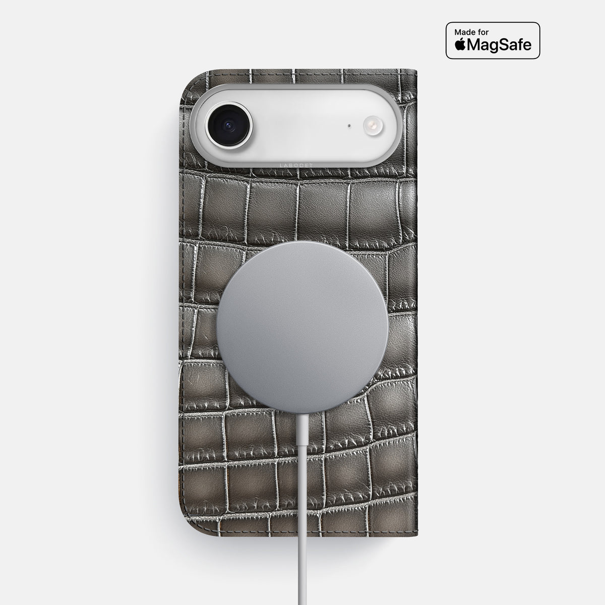 Folio Case For iPhone 17 Air In Patina Alligator -3 | Grey-Steel