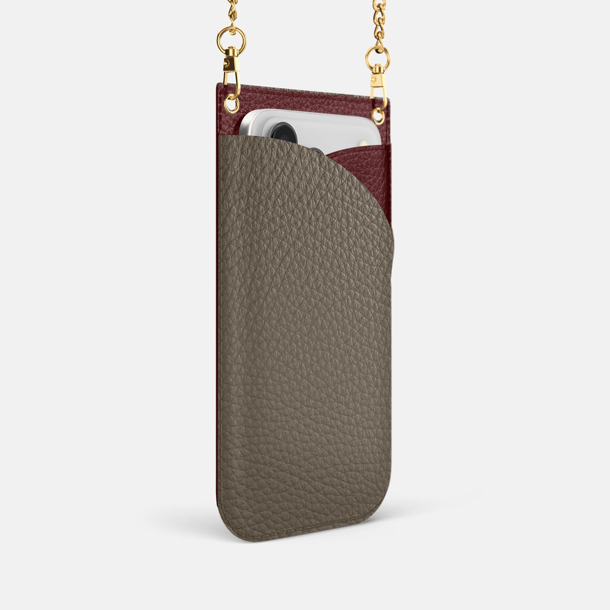 Crossbody Bag For iPhone 18 Pro In Calf -2 | Taupe-Gold