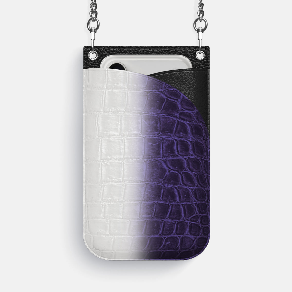Crossbody Bag For iPhone 17 Pro Max In Himalayan Crocodile -1 | Purple-Steel