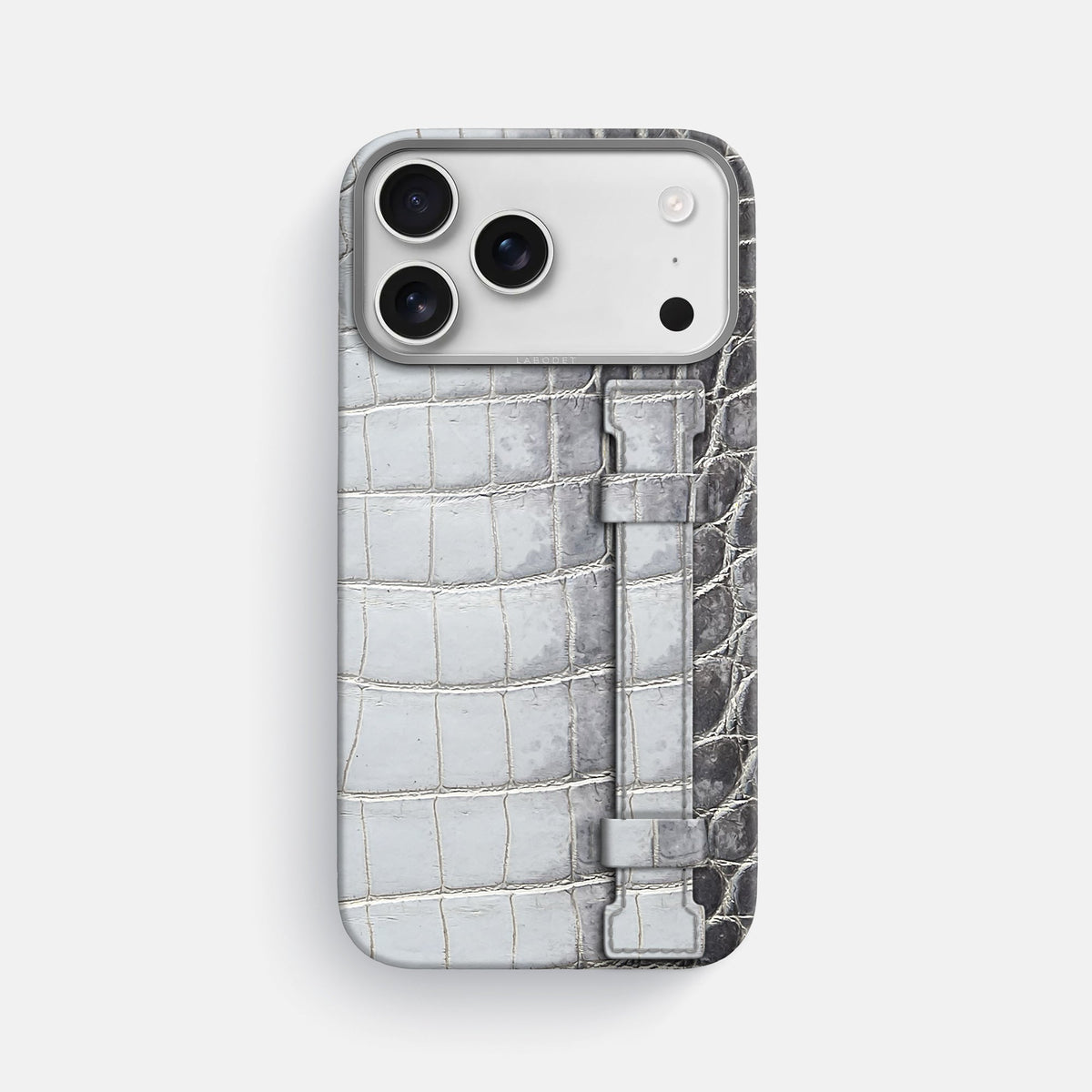 Handle Case For iPhone 18 Pro Max In Himalayan Crocodile -1 | Silver-Steel