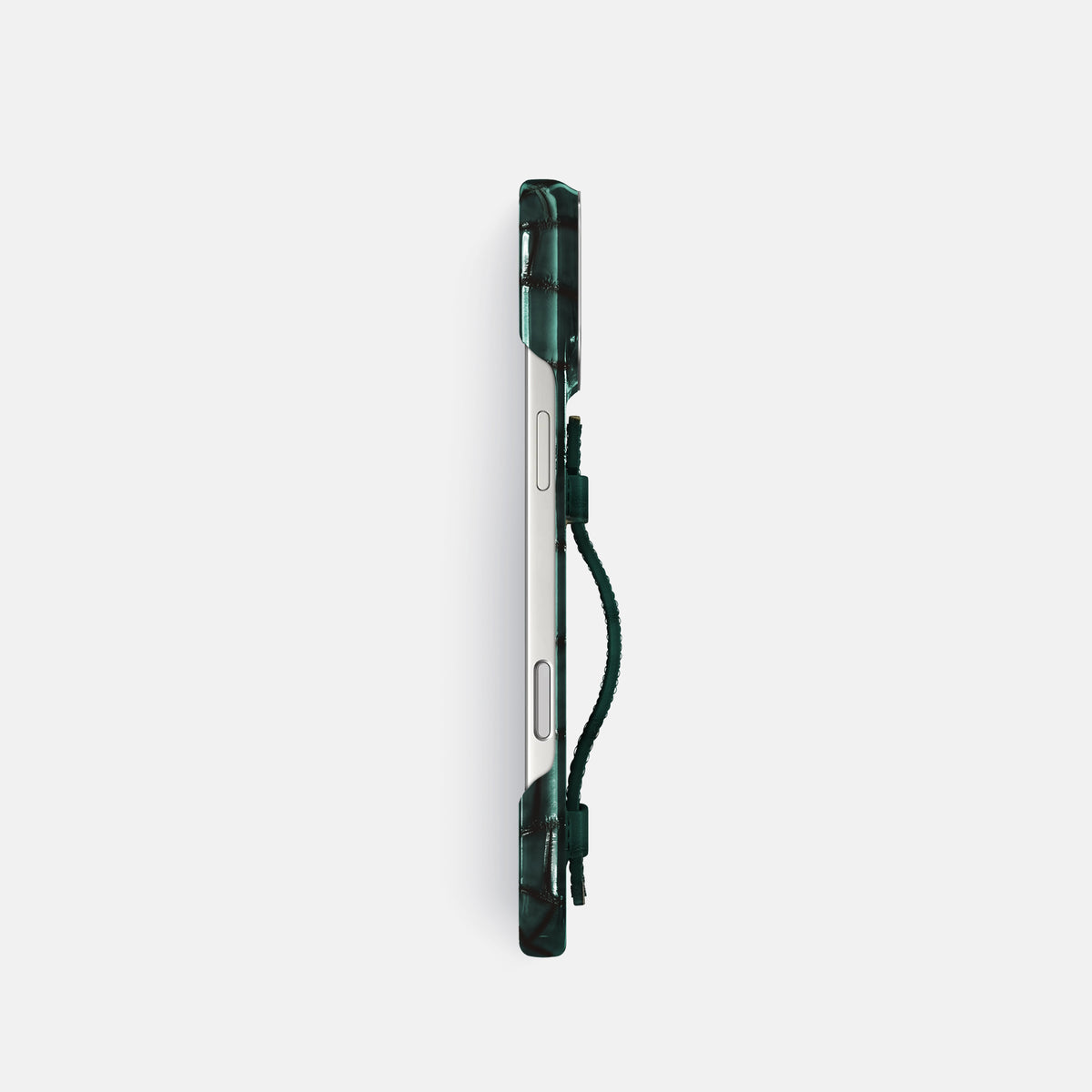 Center Handle For iPhone 17 Pro In Patina Alligator -2 | Green-Steel