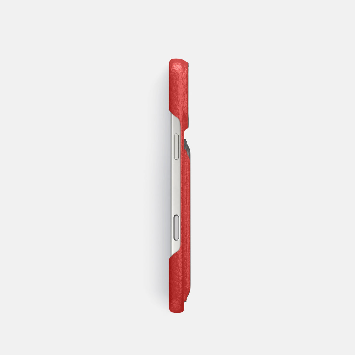 Double Card Case For iPhone 18 Pro In Calf -3 | Red-Steel